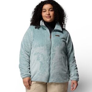 Columbia Fire Side II Sherpa Full Zip Fleece Plus Size Jacket In Crushed Blue